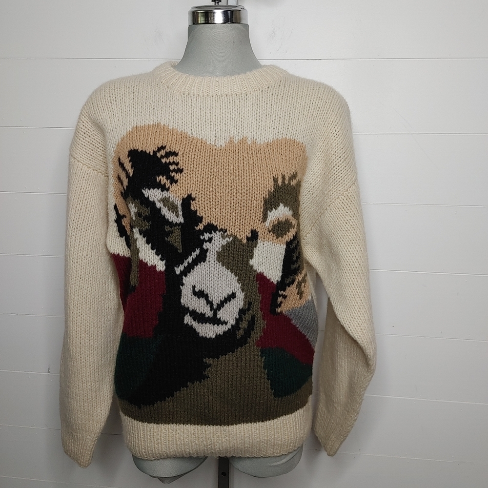 Rare vintage wool bighorn sheep sweater size S - Picture 2 of 11